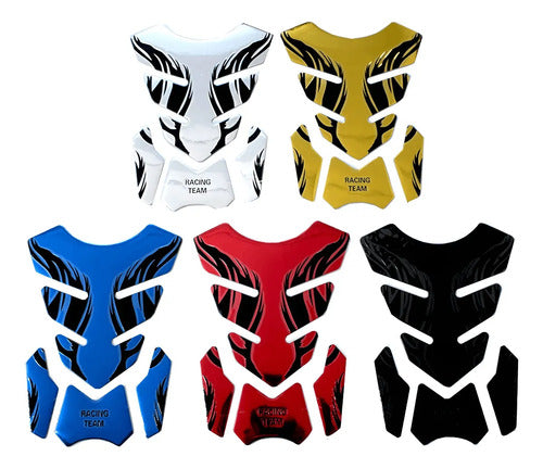 Sticker 3d Protector Cubre Tanque Moto Calcomania Flama Pescado Fishbone
