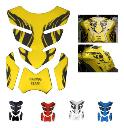 Sticker 3d Protector Cubre Tanque Moto Calcomania Flama Pescado Fishbone