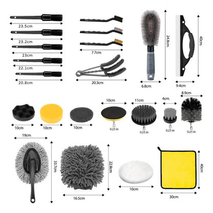 Kit 23pz Limpieza Coche Esponja Almohadillas Pulidoras Gris