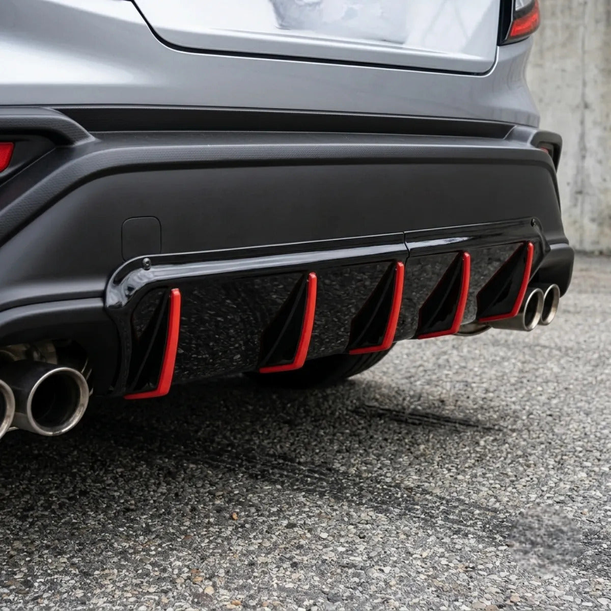 Difusor Trasero Universal 5 Aleta Roja Auto Spoiler Bumper