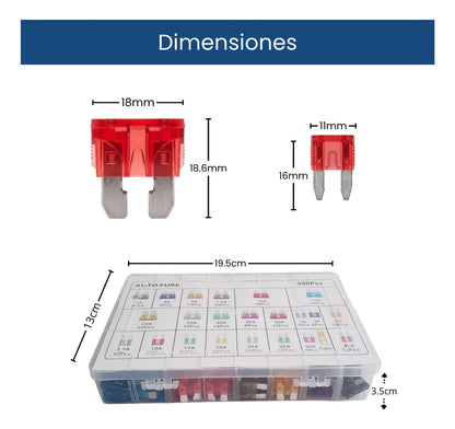 Kit 300 Piezas Fusibles Automotrices Cuchilla Con Caja Pinza