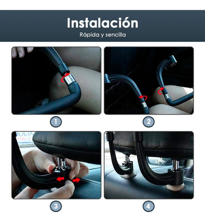 Gancho Porta Saco Cabecera Auto Universal Recubierto Caucho