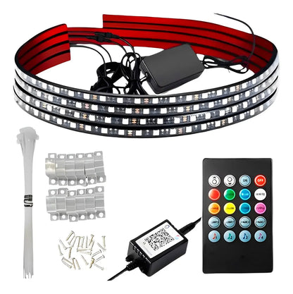 Chasis Tira Led RGB App Tunning Auto Decorativa 4pzs Control Remoto Multicolor IOS Android