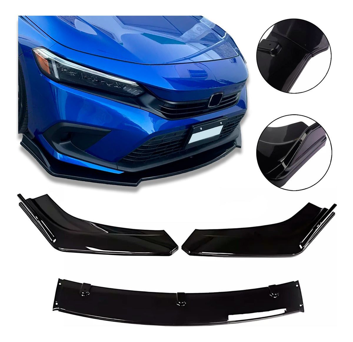 Lip 3 Piezas Civic Jetta Plástico Facia Delantero Splitter