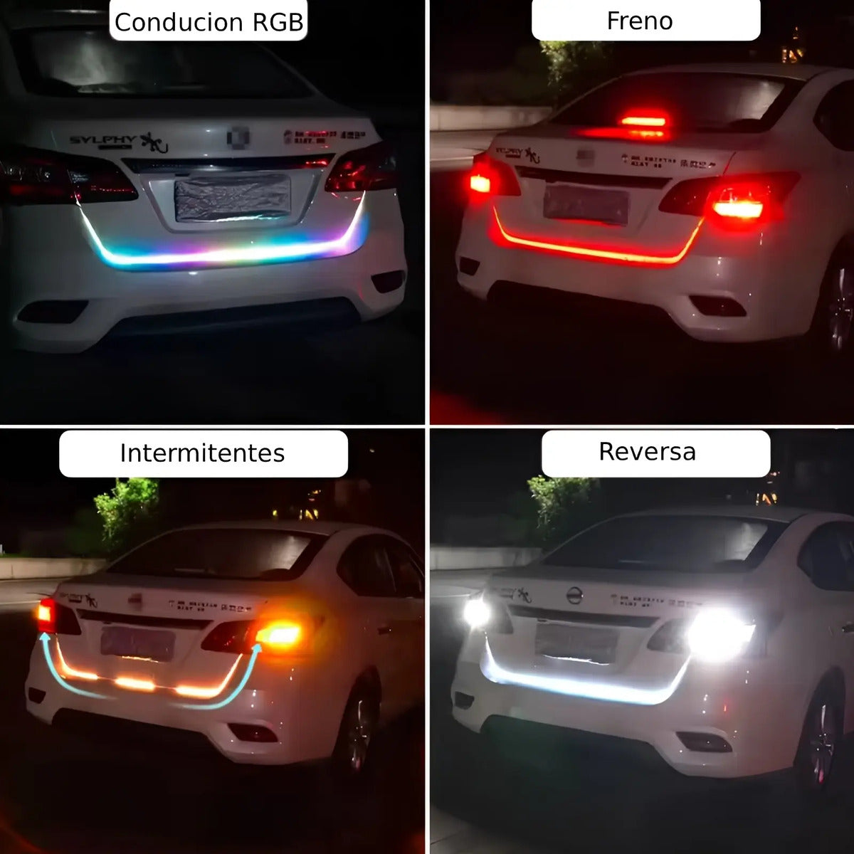 Tira Led Cajuela Luz Multicolor Decorativa 1.5m Auto