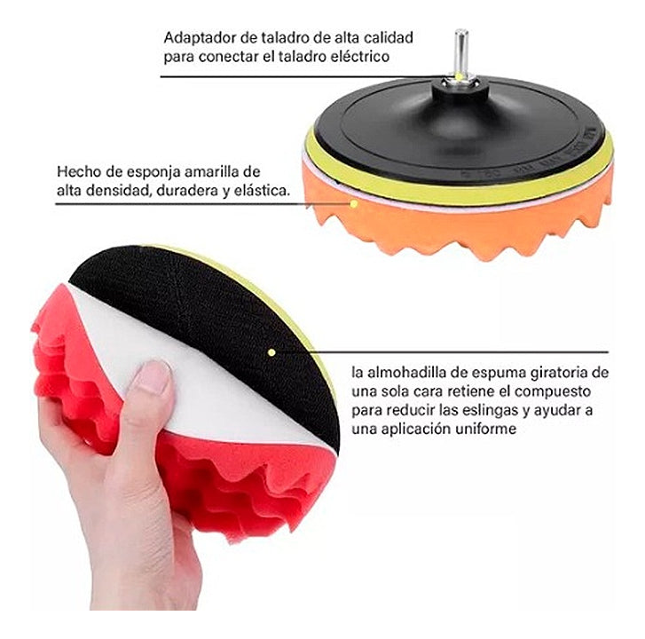 Almohadillas 5 Pulgadas Pulidora Esponja Encerado Borla 8pzs