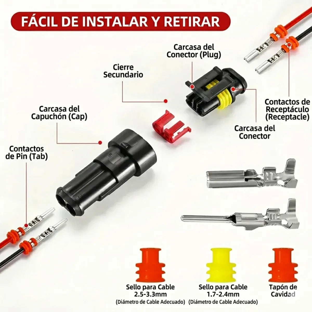 Conector Impermeable Automotriz 1-4 Pines 352 Pz Terminales