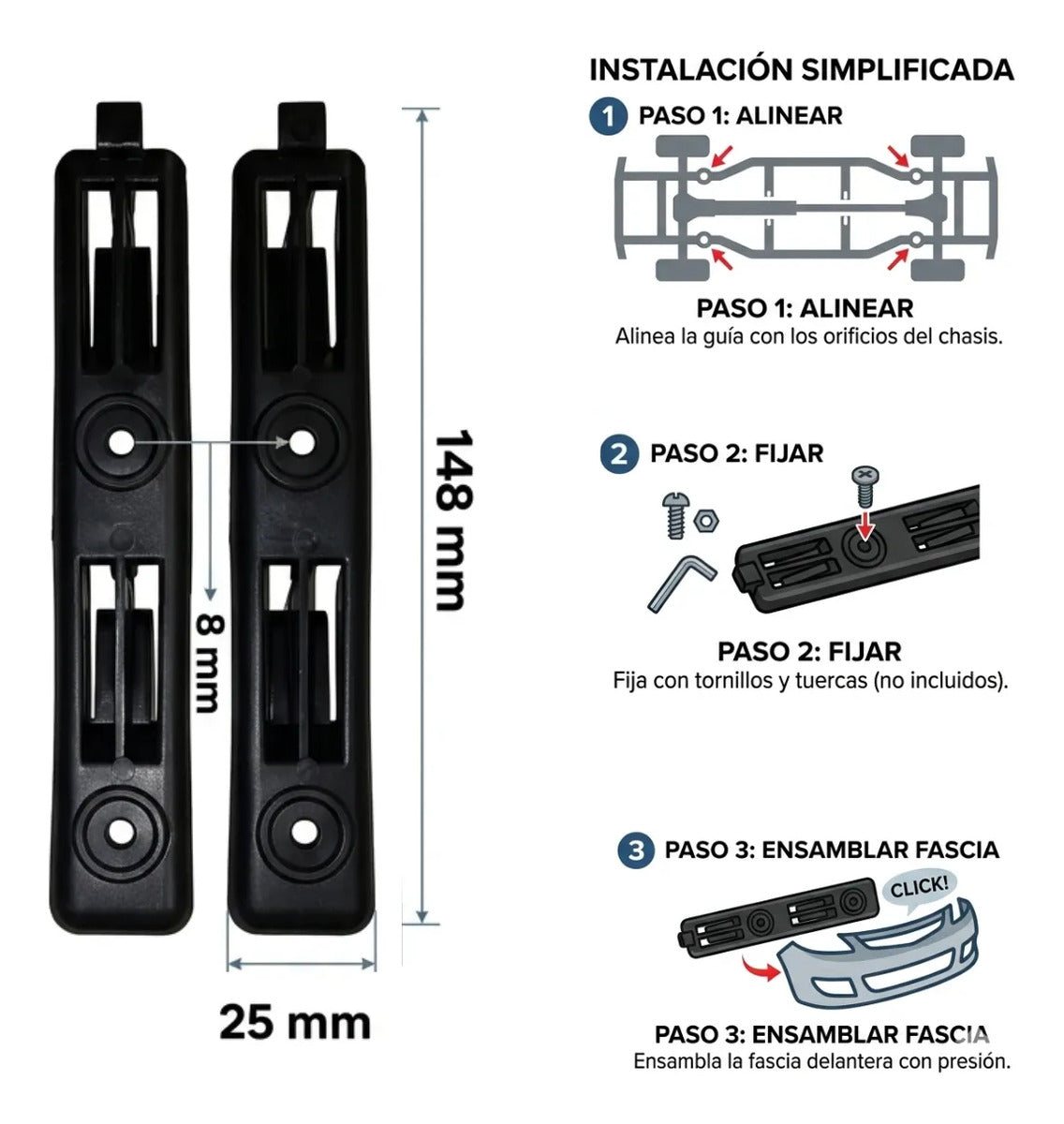 Par Guias Soporte Facia Defensa Delantera Pointer 2000-2005