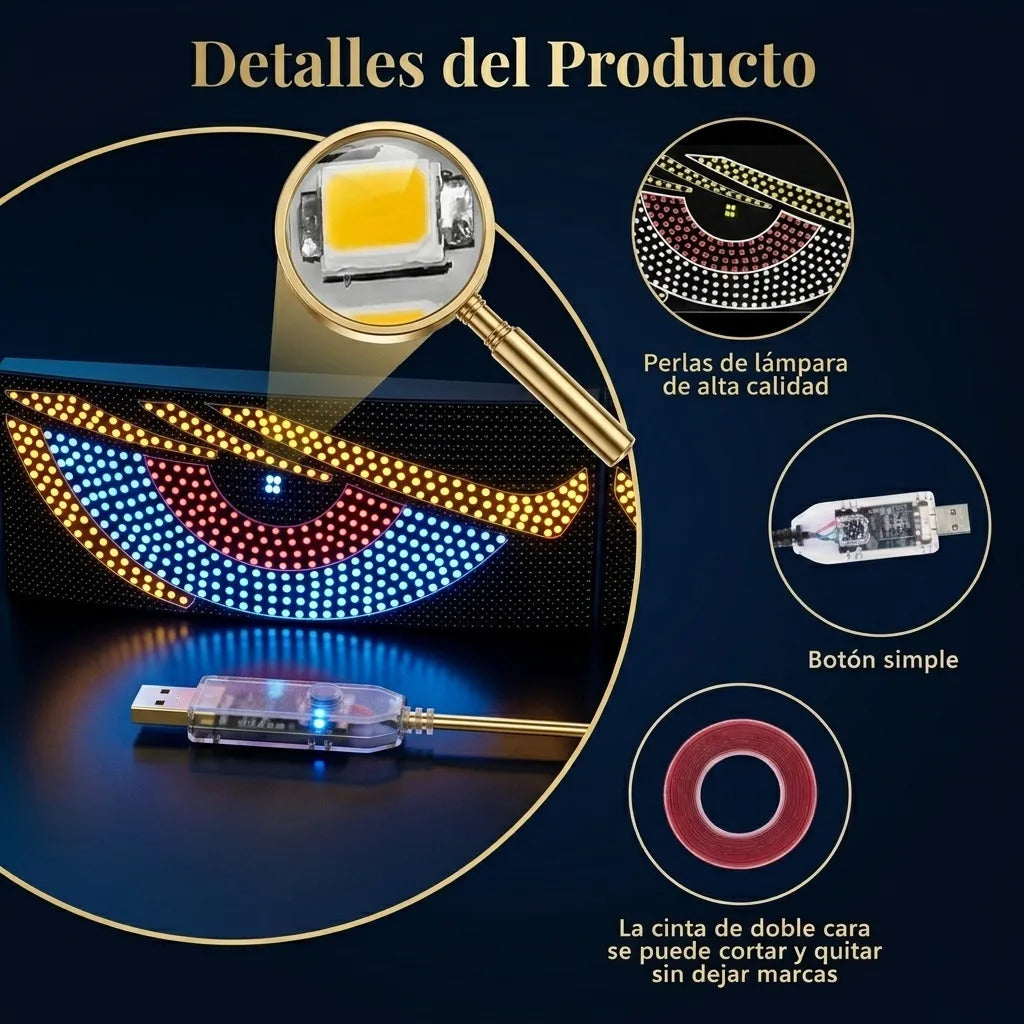 Pantalla Led Ojo Diablo Luces Auto Camión Modos Usb 2pz