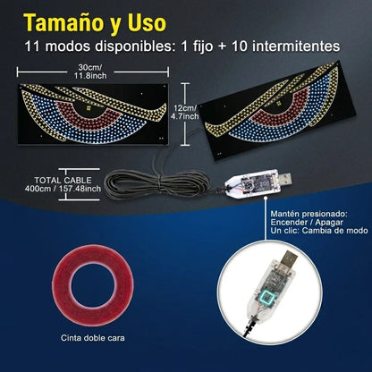 Pantalla Led Ojo Diablo Luces Auto Camión Modos Usb 2pz