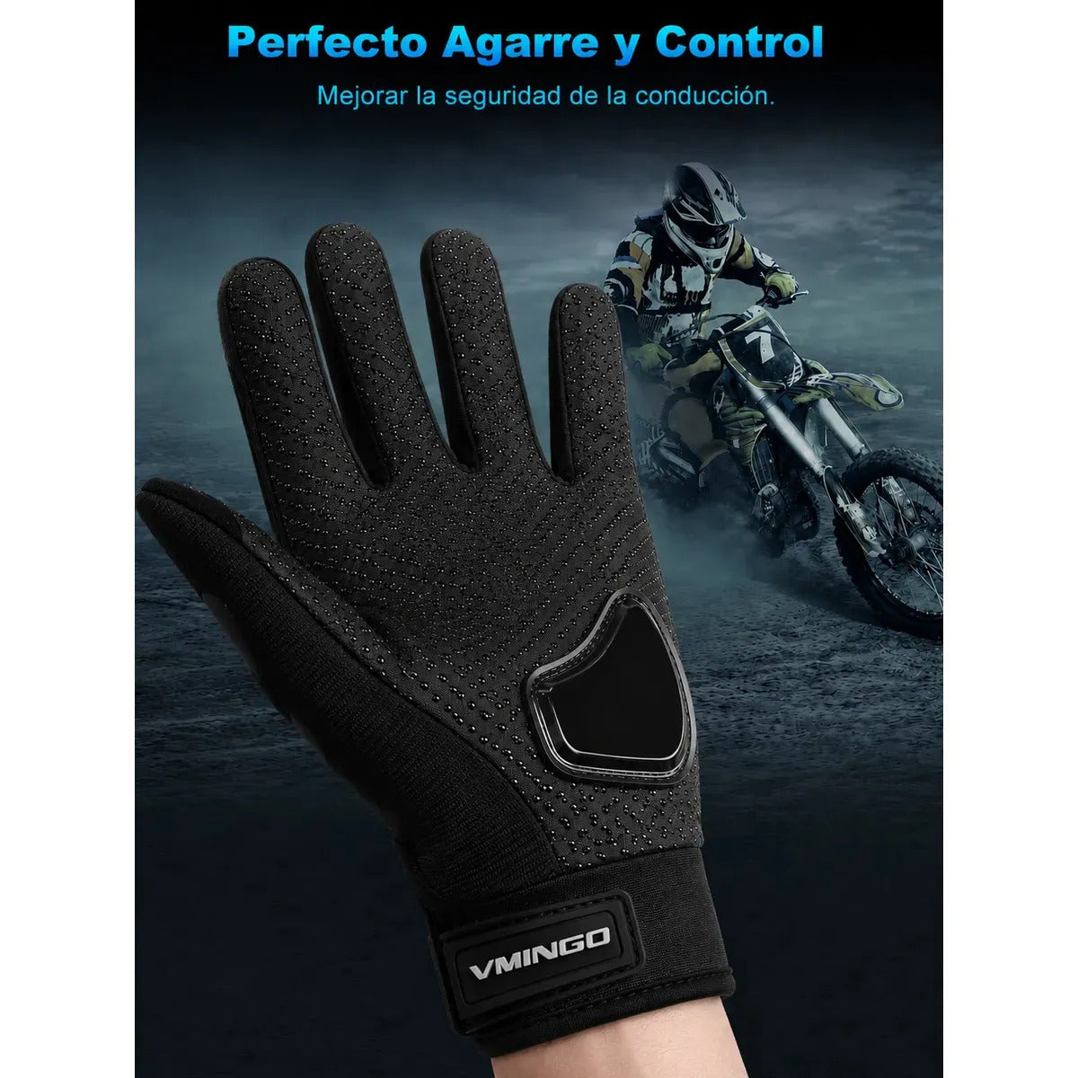 Par Guantes Moto Pantalla Tactil Bici Motocross Scooters Proteccion 3d Equitacion Montañismo Patinaje Unitalla Antiderrape Anticolision Ergonomico Completo Negro