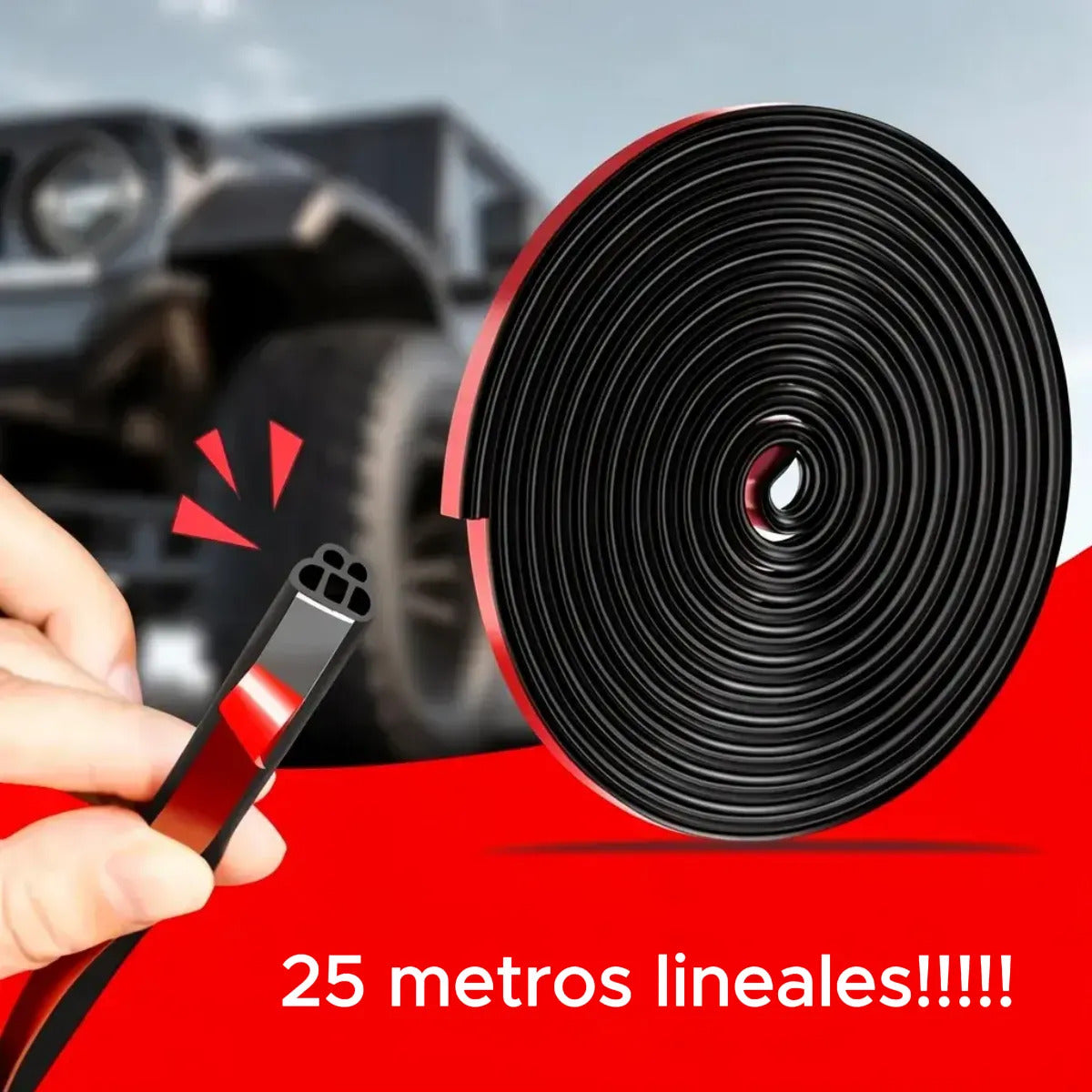 25m Cinta Sellador Protector Borde Auto Doble Capa Universal