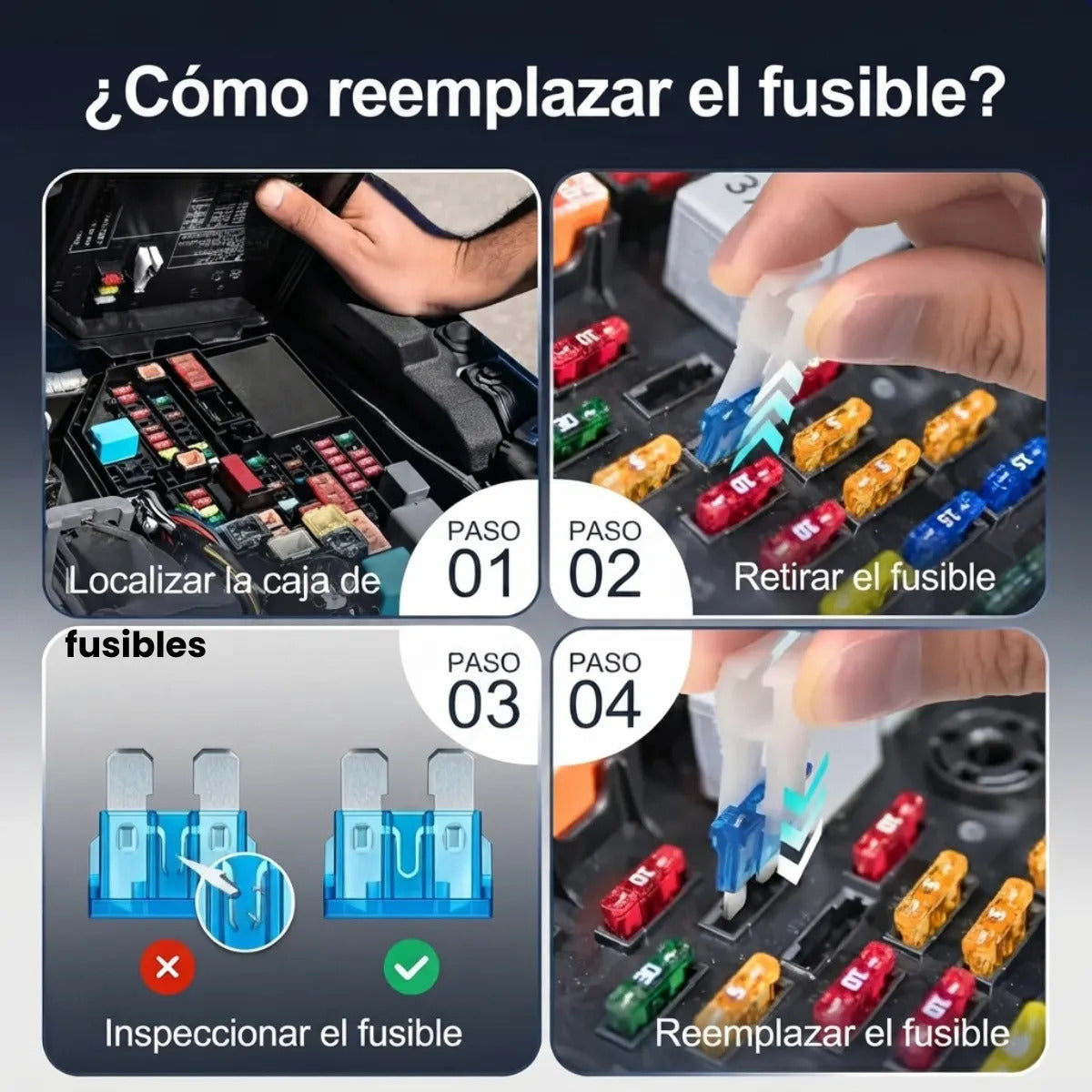 Kit 300 Piezas Fusibles Automotrices Cuchilla Con Caja Pinza