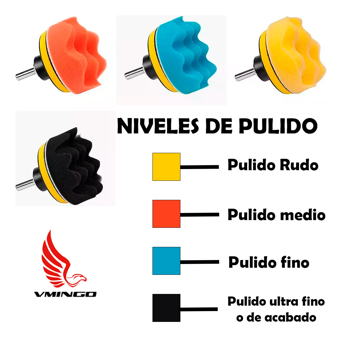 Kit Almohadillas Pulidora Esponja Pulir Encerar Borla 31 Pzs