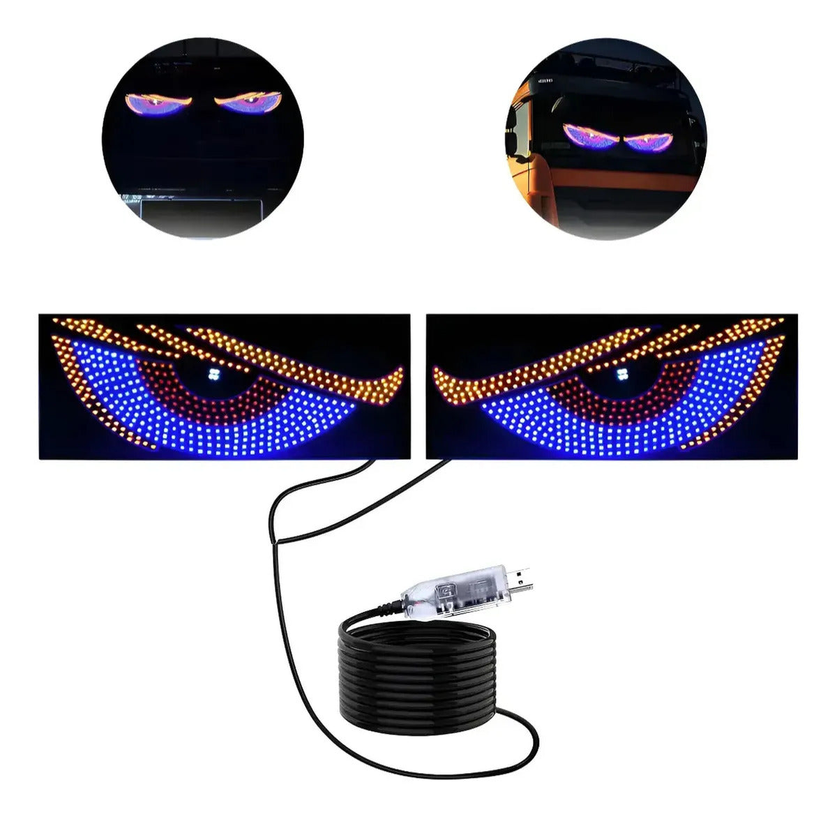 Pantalla Led Ojo Diablo Luces Auto Camión Modos Usb 2pz