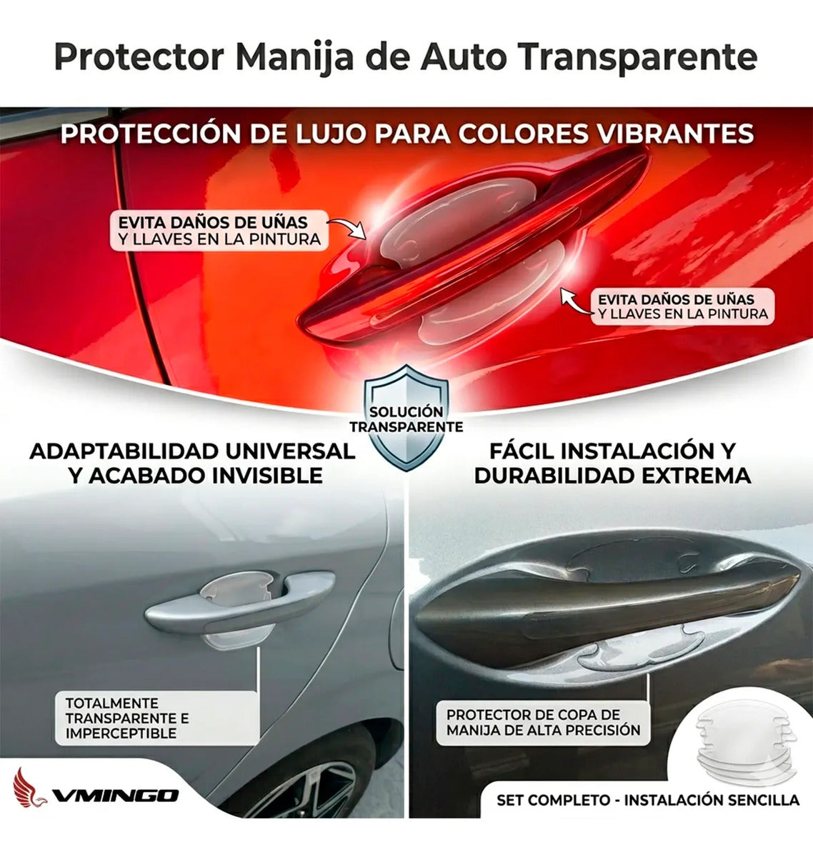 Protector Manija Coche Silicon Transparente Sticker 8pzs