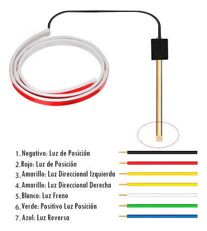 Tira Led Cajuela Luz Multicolor Decorativa 1.5m Auto