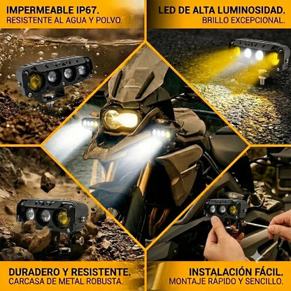 Faros Auxiliares Estrobo 4 Leds 4 Modos Opticas Lupa Luz 2pz