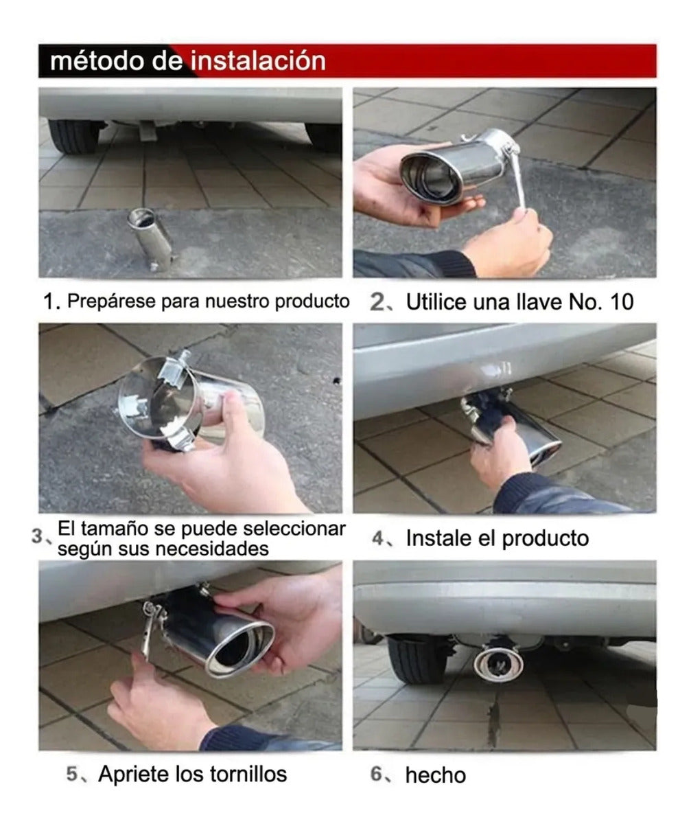 Terminal Tubo Universal Punta Escape Colilla Auto Acero Inox