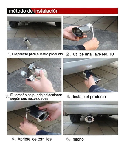 Terminal Tubo Universal Punta Escape Colilla Auto Acero Inox