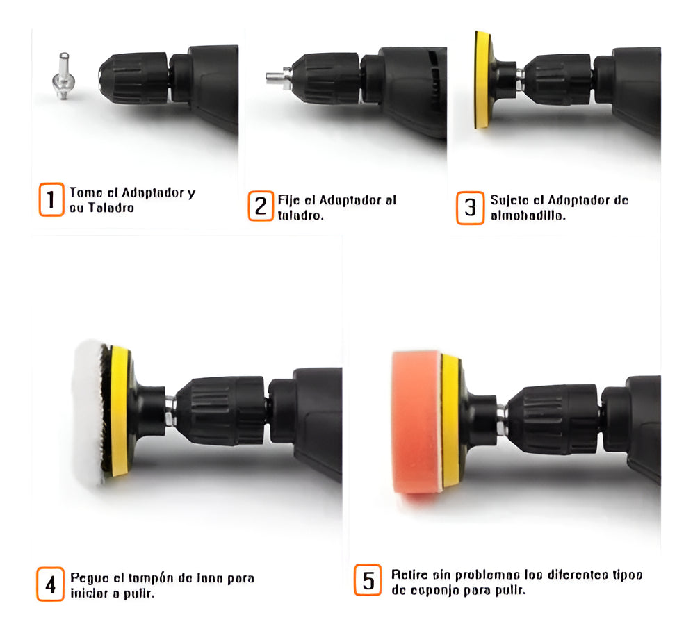 Almohadillas 5 Pulgadas Pulidora Esponja Encerado Borla 8pzs