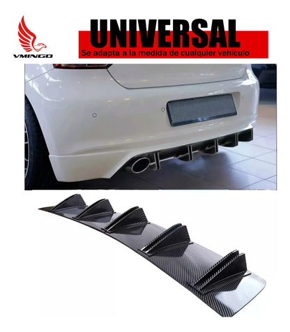 Spoiler Trasero Difusor Universal 5 Aletas Auto Fibra Carbon