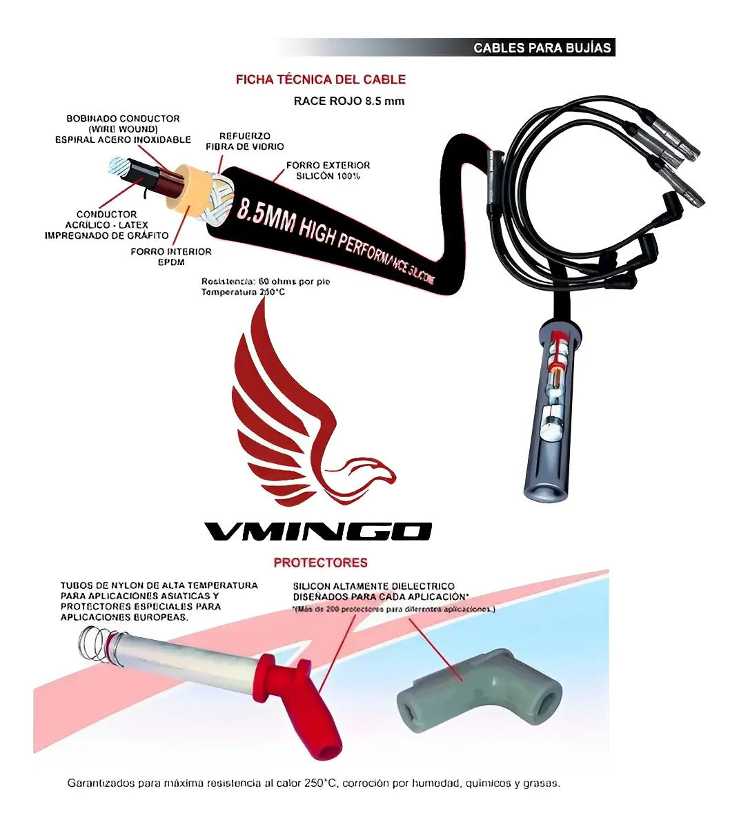 Cable Bujia Chevrolet Chevy Corsa Tornado Meriva 8.5mm