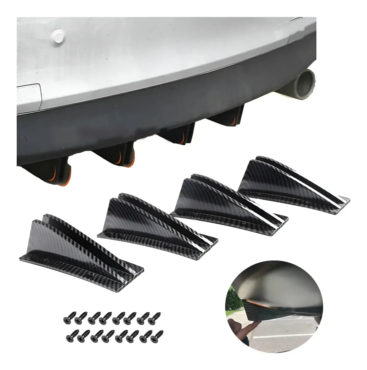 Spoiler Difusor Doble Trasero Universal Aleta Auto Canards