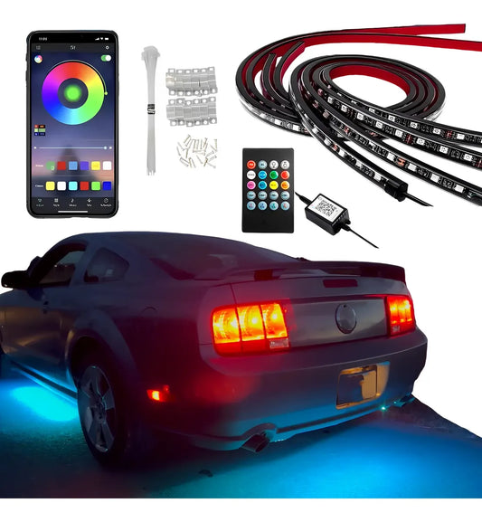 Chasis Tira Led RGB App Tunning Auto Decorativa 4pzs Control Remoto Multicolor IOS Android