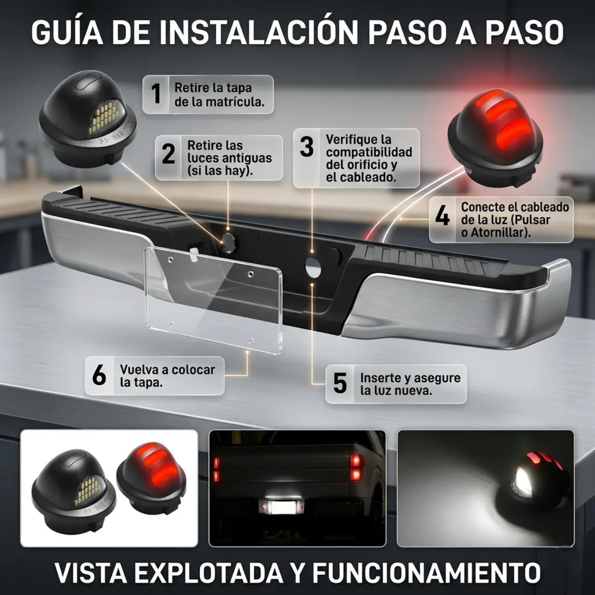 Par Luz Led Placa Matricula Bicolor Ford F150 F350 1990-2014