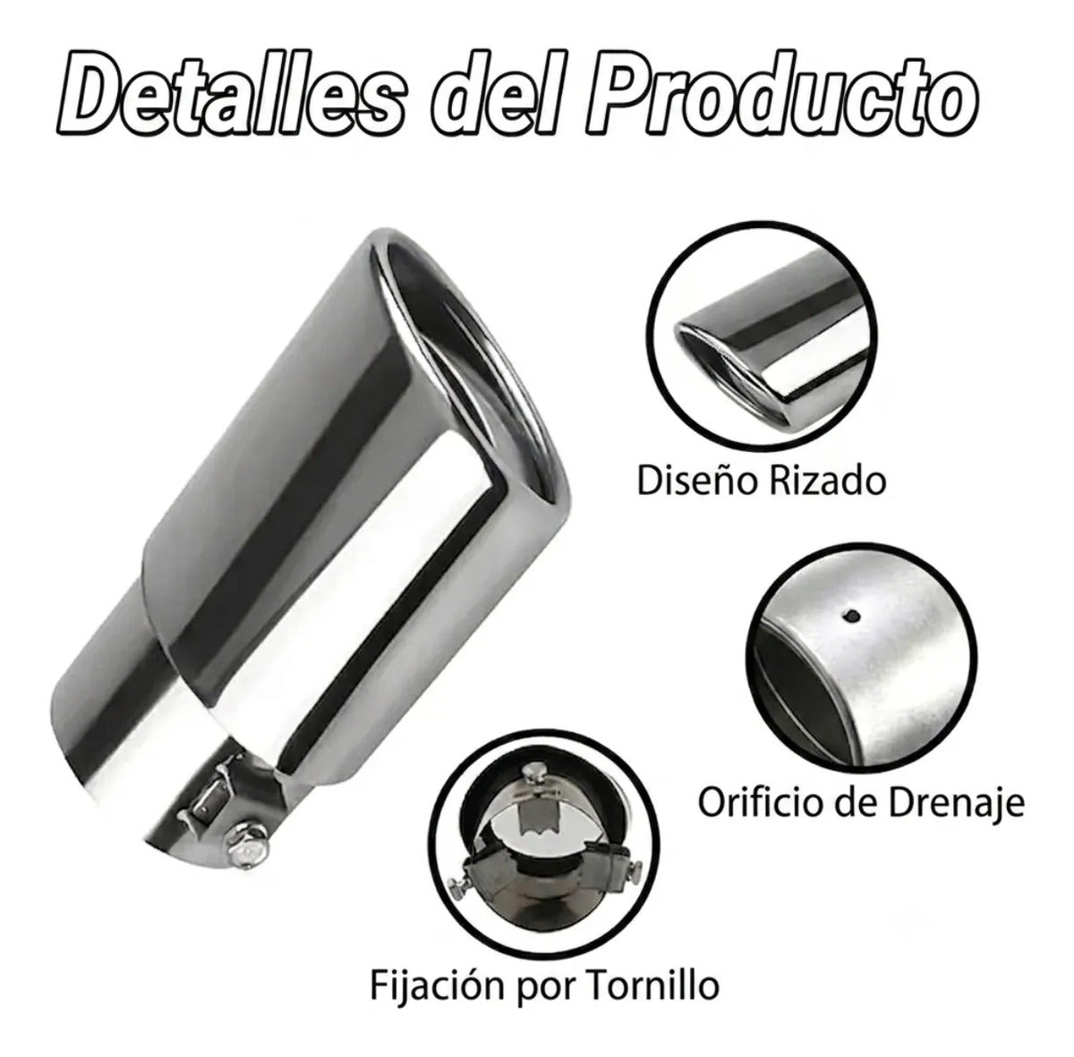 Tubo Terminal Colilla Universal Punta Escape Acero Inox Auto