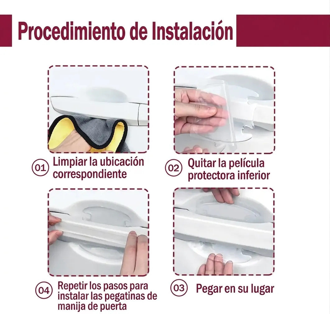 Protector Manija Coche Silicon Transparente Sticker 8pzs