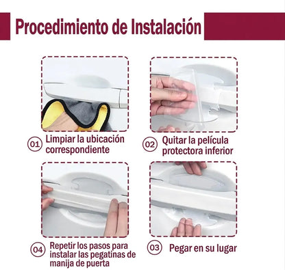 Protector Manija Coche Silicon Transparente Sticker 8pzs