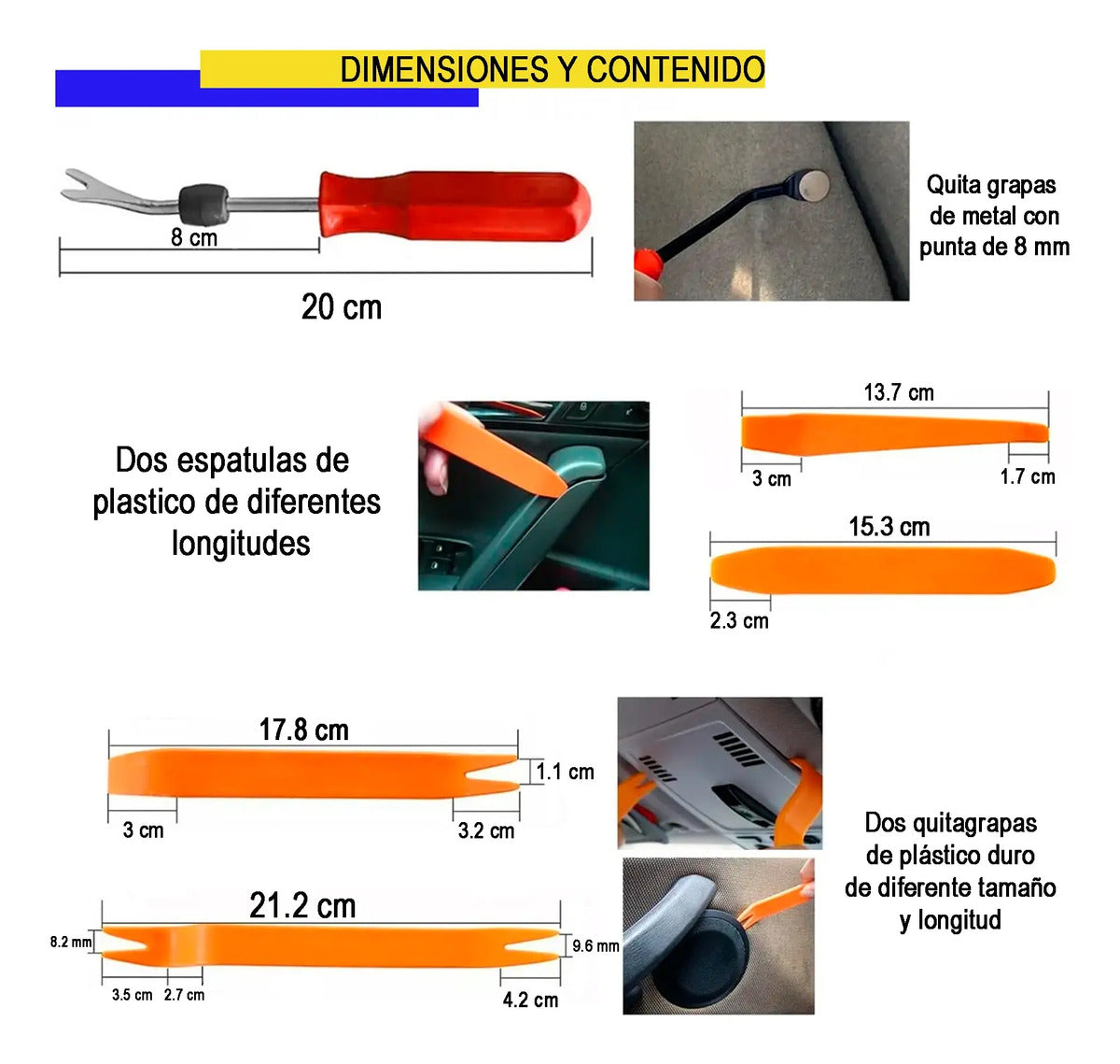 Kit Grapa Automotriz 1815 Pzs Herramienta Quita Moldura