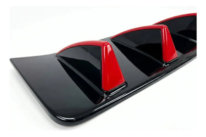 Difusor Trasero Universal 5 Aleta Roja Auto Spoiler Bumper