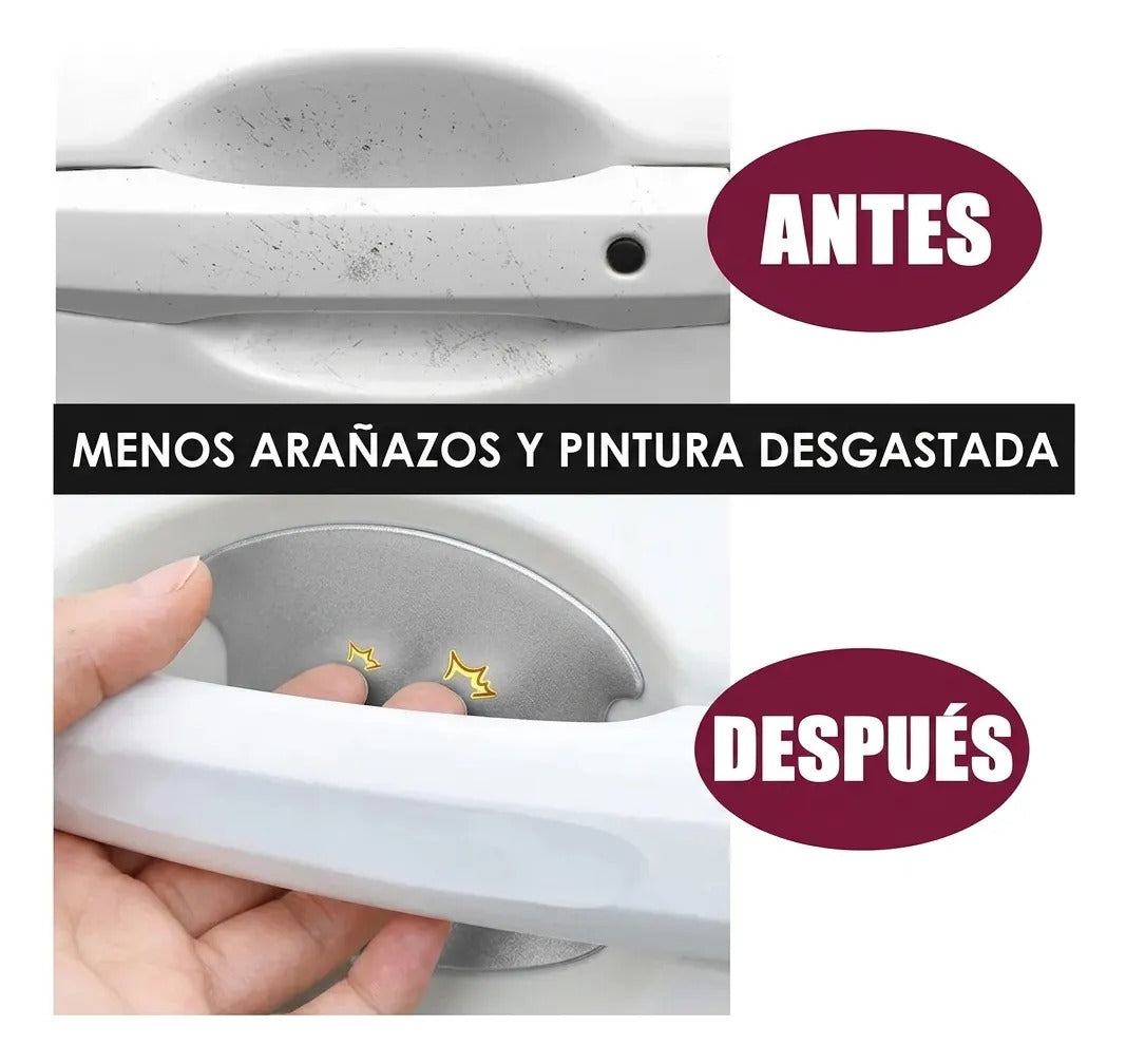 Protector Manija Coche Silicon Transparente Sticker 8pzs