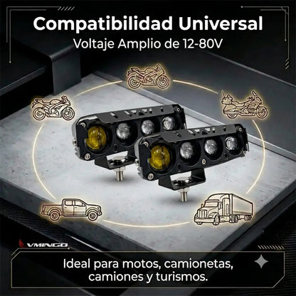 Faros Auxiliares Estrobo 4 Leds 4 Modos Opticas Lupa Luz 2pz
