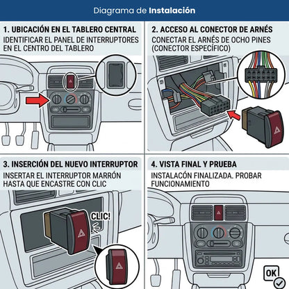 Switch Boton Intermitentes 8 Pines Chevy C2 1995-2012 1.6l
