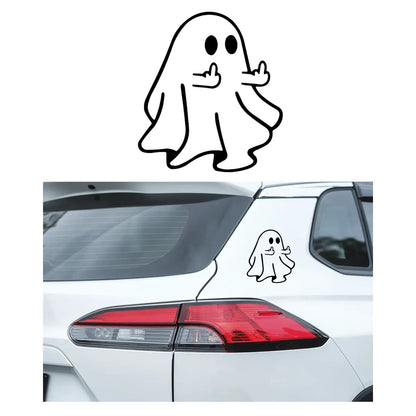 Calcomanía Fantasma Dedo Grosero Sticker Auto Suv Universal Negro