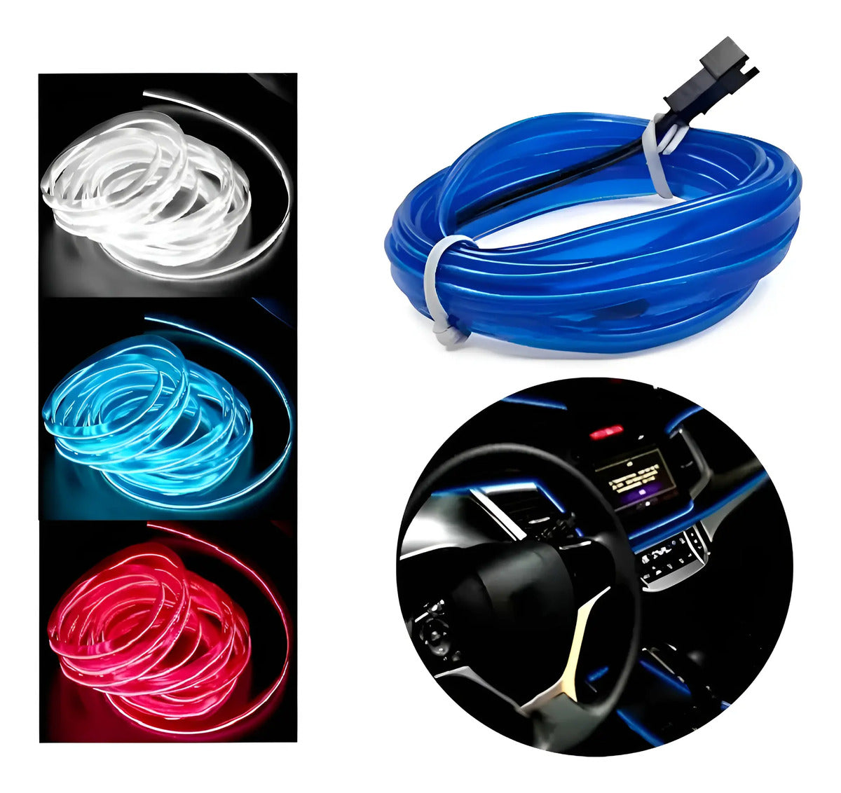 Tira Led Luz Fria Moldura Interior Decorativa Usb 5m Auto