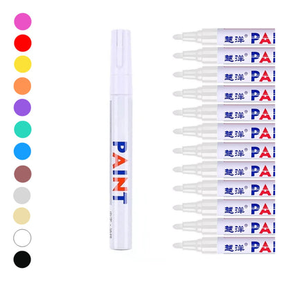 12 Piezas Plumon Pintura Marcador Llanta Letra Moto Carro