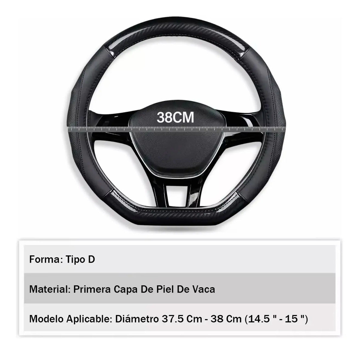 Funda Cubre Volante Fibra Carbono Gama Alta Forma D 38cm