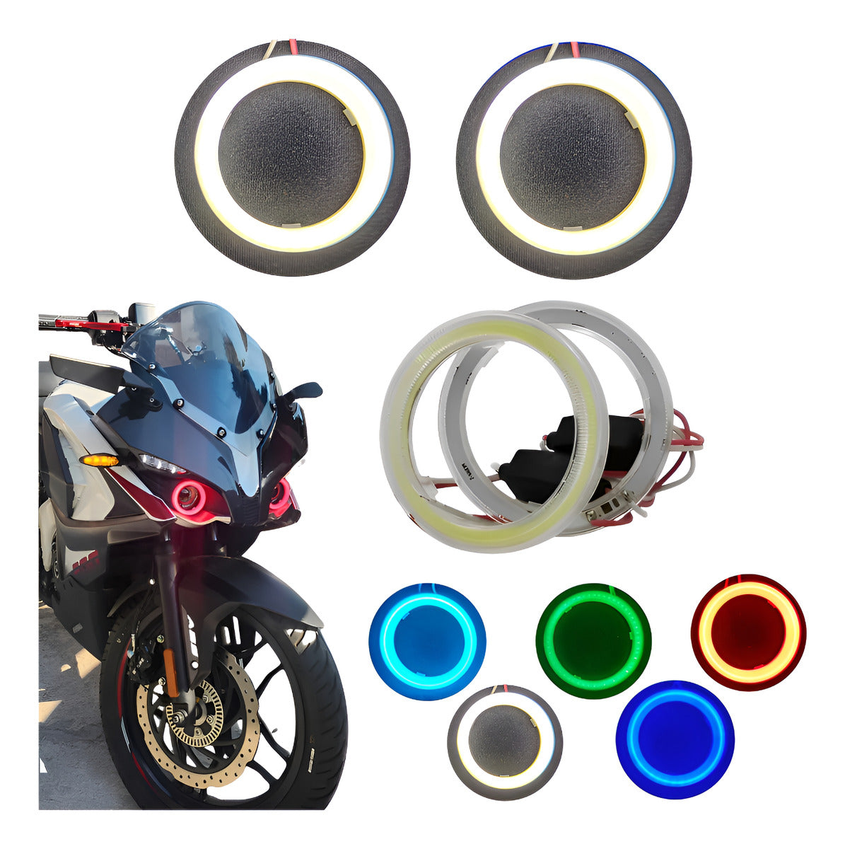 Aro Led Doble Eyes Anillo Auto Moto Faro 60mm Brillante Par