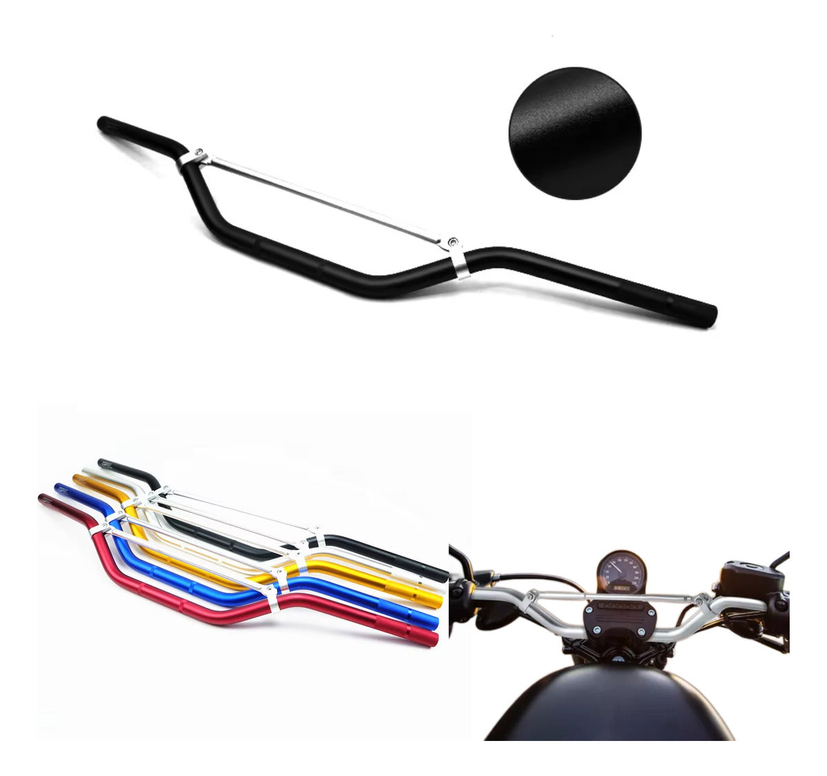 Manubrio Metalico Moto Universal Deportivo Aluminio 1 Pz