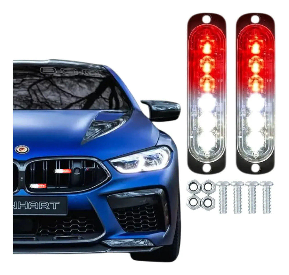 Par Faro Led Patrulla Barra Lateral Estrobo Moto Auto