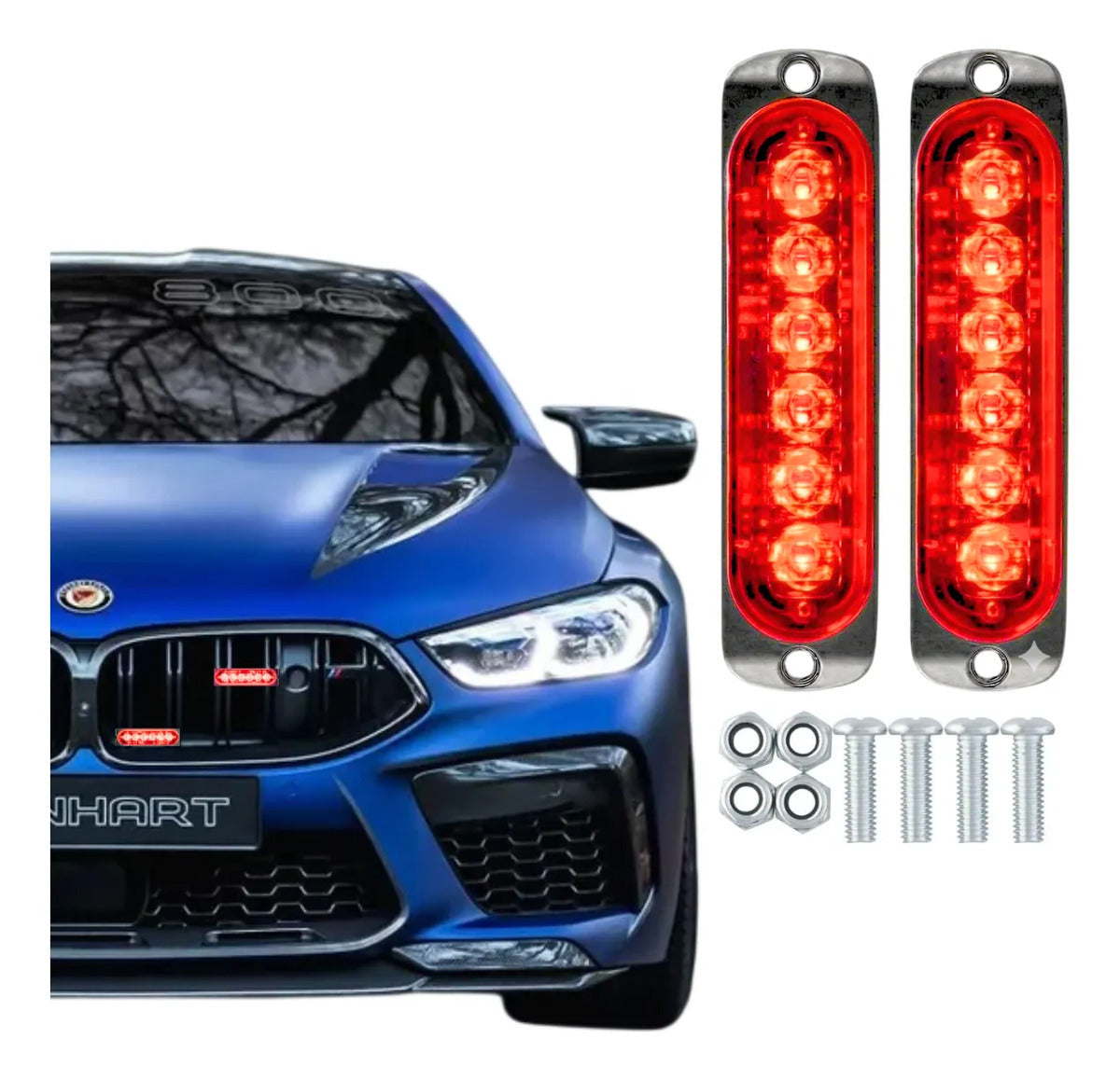 Par Faro Led Patrulla Barra Lateral Estrobo Moto Auto