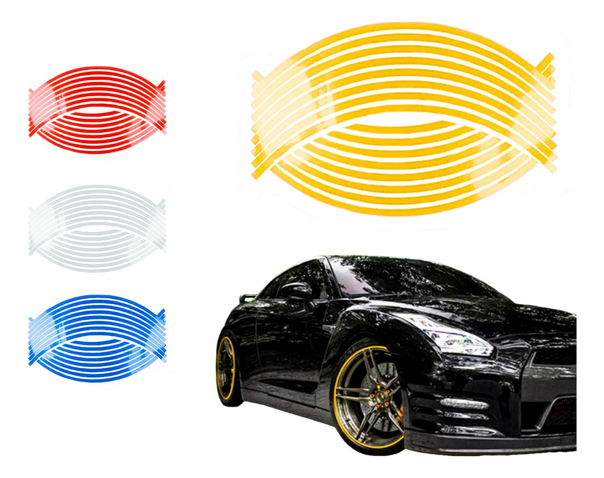 Tira Reflejante Cinta Pegatina Auto Moto Rin 15-18 Pulgadas