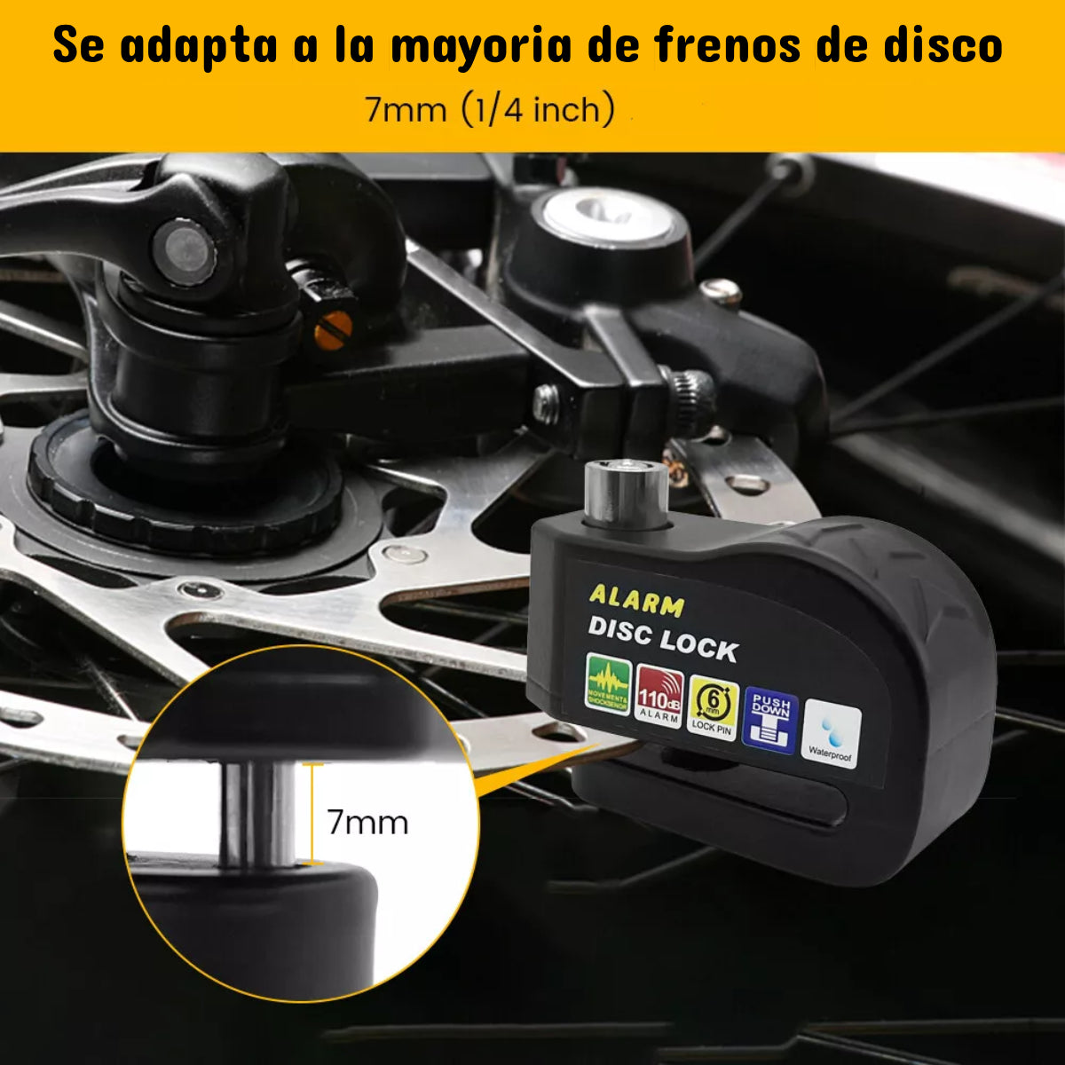 Alarma Candado Moto Impermeable Freno Disco Bloqueo Seguro