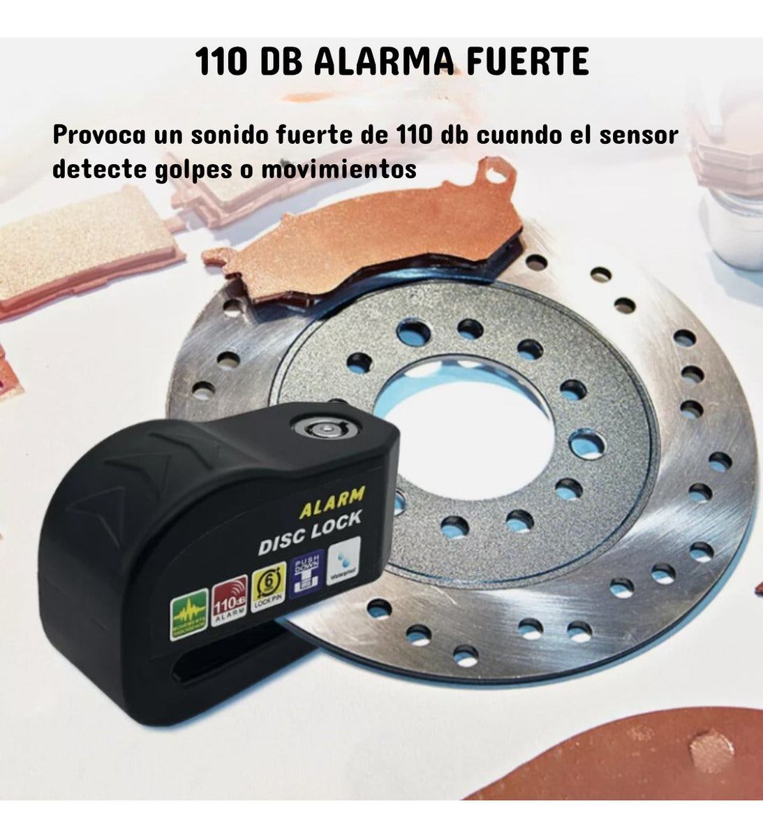Alarma Impermeable Candado Antirrobo Moto Bici Freno Disco
