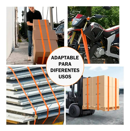2pzs Sujetador Matraca Cinto 3m Auto Moto Carga Amarre 400kg